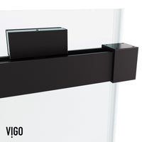 Houston 56-60 in. W x 66 in. H Frameless Sliding Tub Door in Matte Black with 3/8 in. (10mm) Clear Glass and Satro 3-Piece Bath Hardware Set