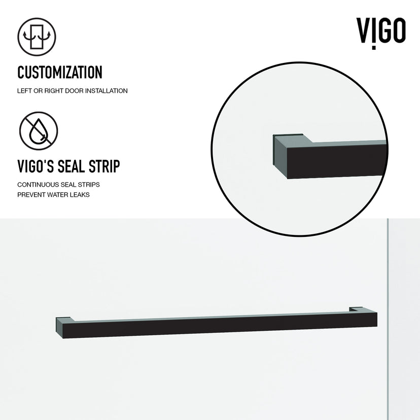 Houston 56-60 in. W x 66 in. H Frameless Sliding Tub Door in Matte Black with 3/8 in. (10mm) Clear Glass and Cass 3-Piece Bath Hardware Set