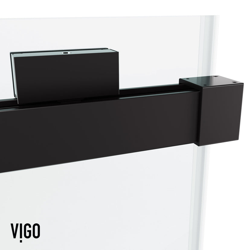 Houston 56-60 in. W x 66 in. H Frameless Sliding Tub Door in Matte Black with 3/8 in. (10mm) Clear Glass and Cass 3-Piece Bath Hardware Set