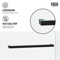 Houston 56-60 in. W x 66 in. H Frameless Sliding Tub Door in Matte Black with 3/8 in. (10mm) Clear Glass and Cass 4-Piece Bath Hardware Set