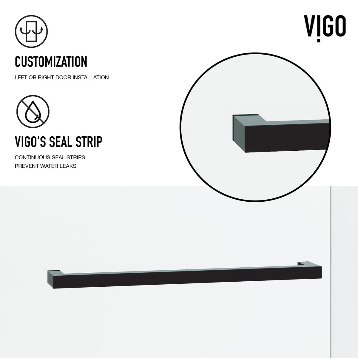 Houston 56-60 in. W x 66 in. H Frameless Sliding Tub Door in Matte Black with 3/8 in. (10mm) Clear Glass and Arden 3-Piece Bath Hardware Set