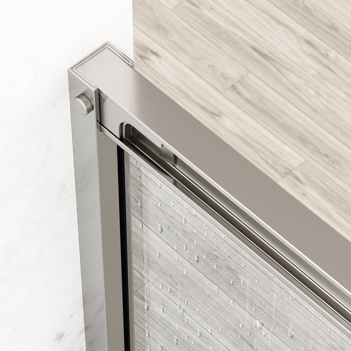 Paloma 56 to 60 in. W x 74 in. H Semi-Frameless Double-Sliding Shower Door and Meridian 4-Piece Bath Hardware Set in Brushed Nickel