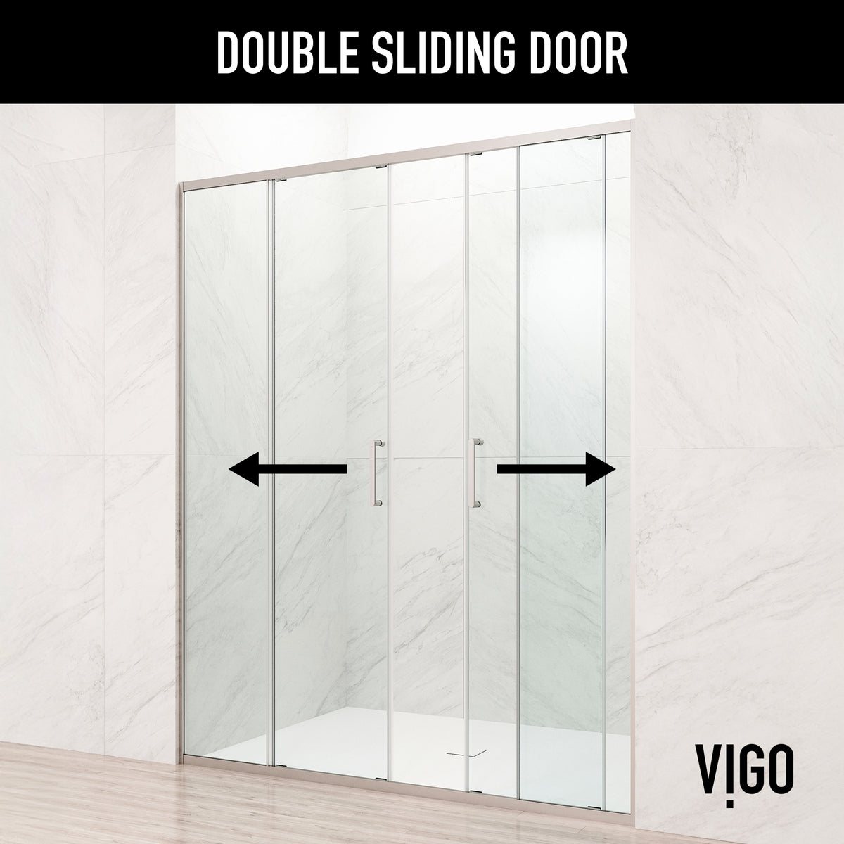 Paloma 56 to 60 in. W x 74 in. H Semi-Frameless Double-Sliding Shower Door and Meridian 4-Piece Bath Hardware Set in Brushed Nickel