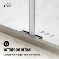 Paloma 56 to 60 in. W x 74 in. H Semi-Frameless Double-Sliding Shower Door and Meridian 4-Piece Bath Hardware Set in Brushed Nickel