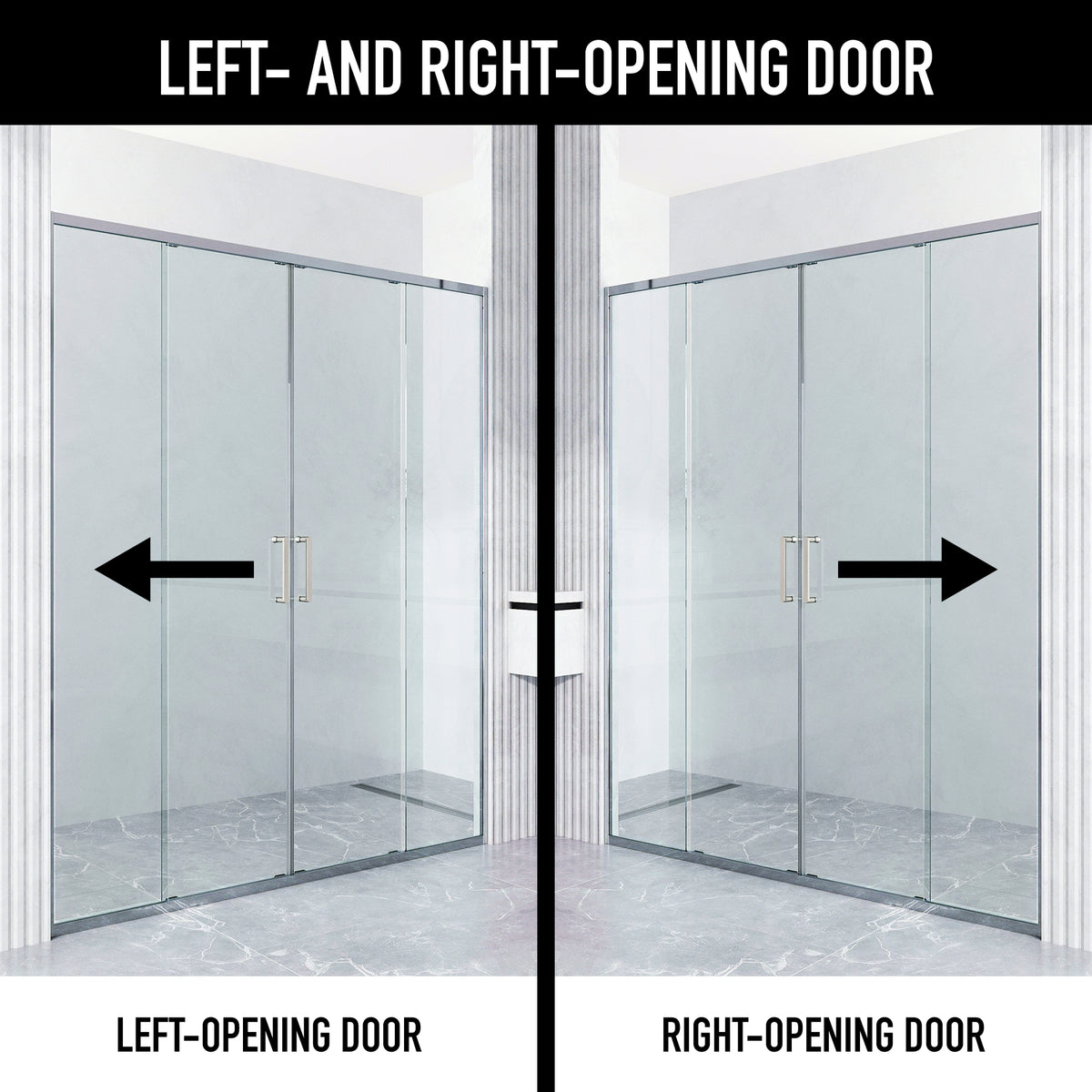 Paloma Center Opening Double Sliding Doors with Two Fixed Panels