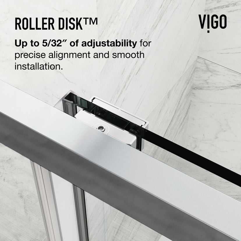 Paloma 56 to 60 in. W x 74 in. H Semi-Frameless Double-Sliding Shower Door and Satro 3-Piece Bath Hardware Set in Chrome