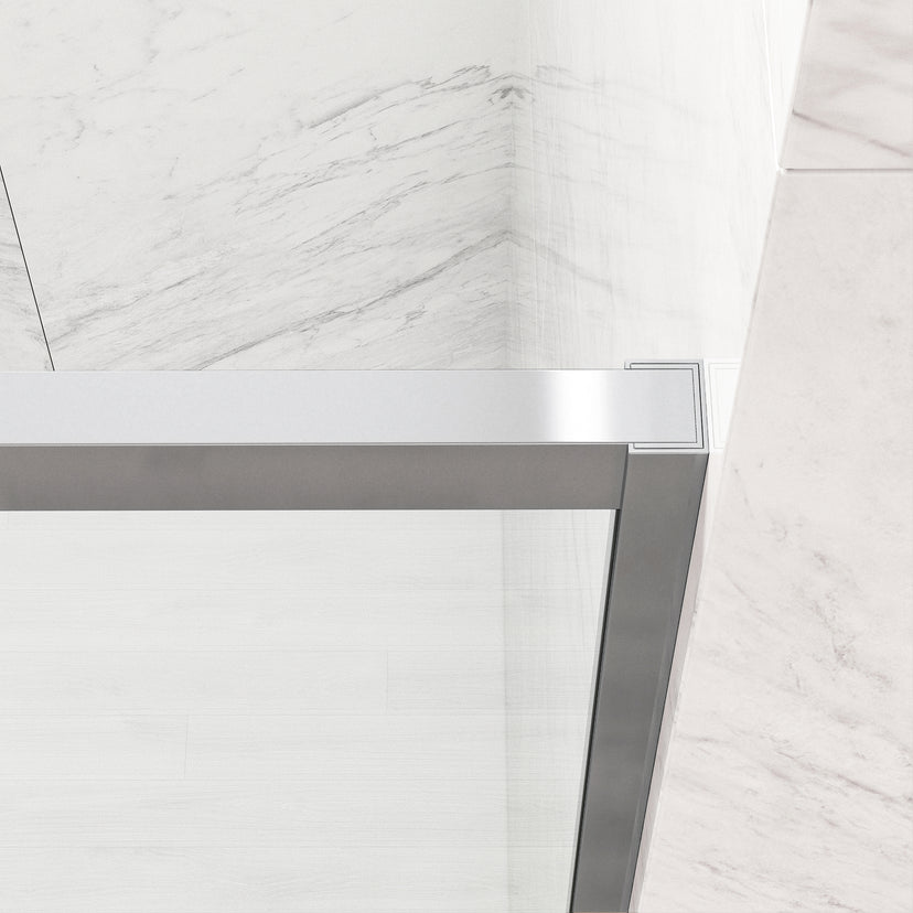 Paloma 56 to 60 in. W x 74 in. H Semi-Frameless Double-Sliding Shower Door and Satro 3-Piece Bath Hardware Set in Chrome