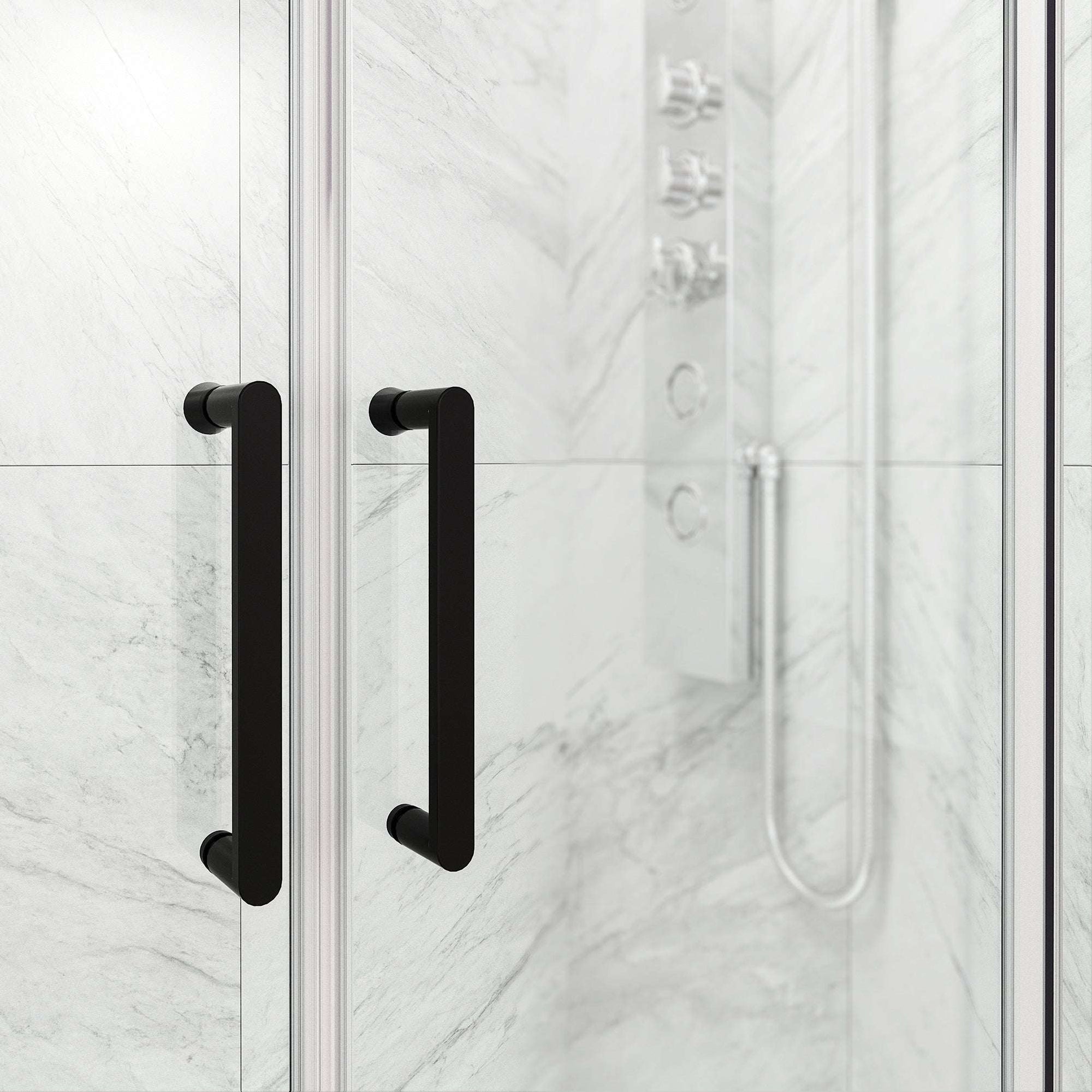 Paloma Center Opening Double Sliding Doors with Two Fixed Panels
