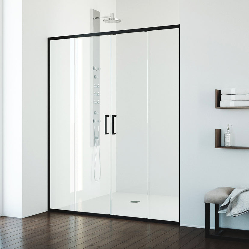 Paloma Center Opening Double Sliding Doors with Two Fixed Panels