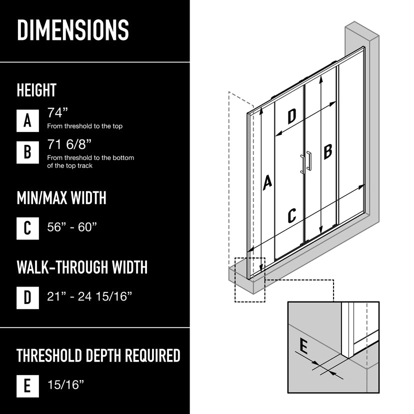 Paloma Center Opening Double Sliding Doors with Two Fixed Panels
