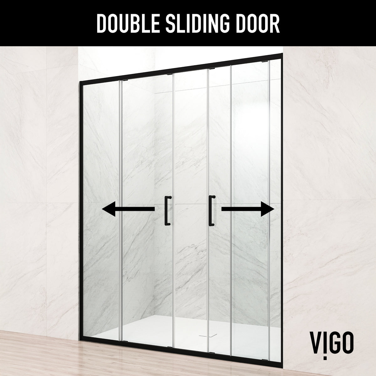 Paloma Center Opening Double Sliding Doors with Two Fixed Panels