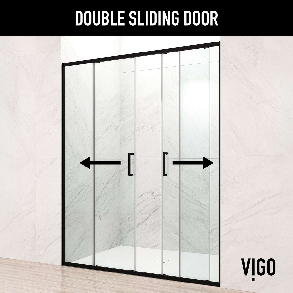 Paloma Center Opening Double Sliding Doors with Two Fixed Panels