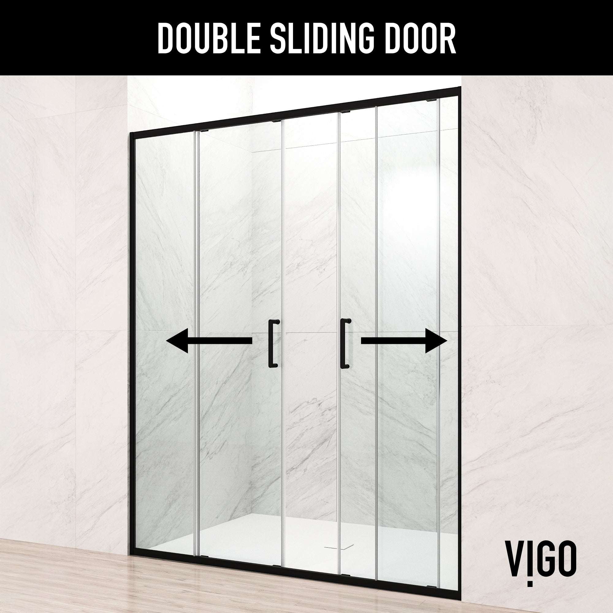 Paloma Center Opening Double Sliding Doors with Two Fixed Panels