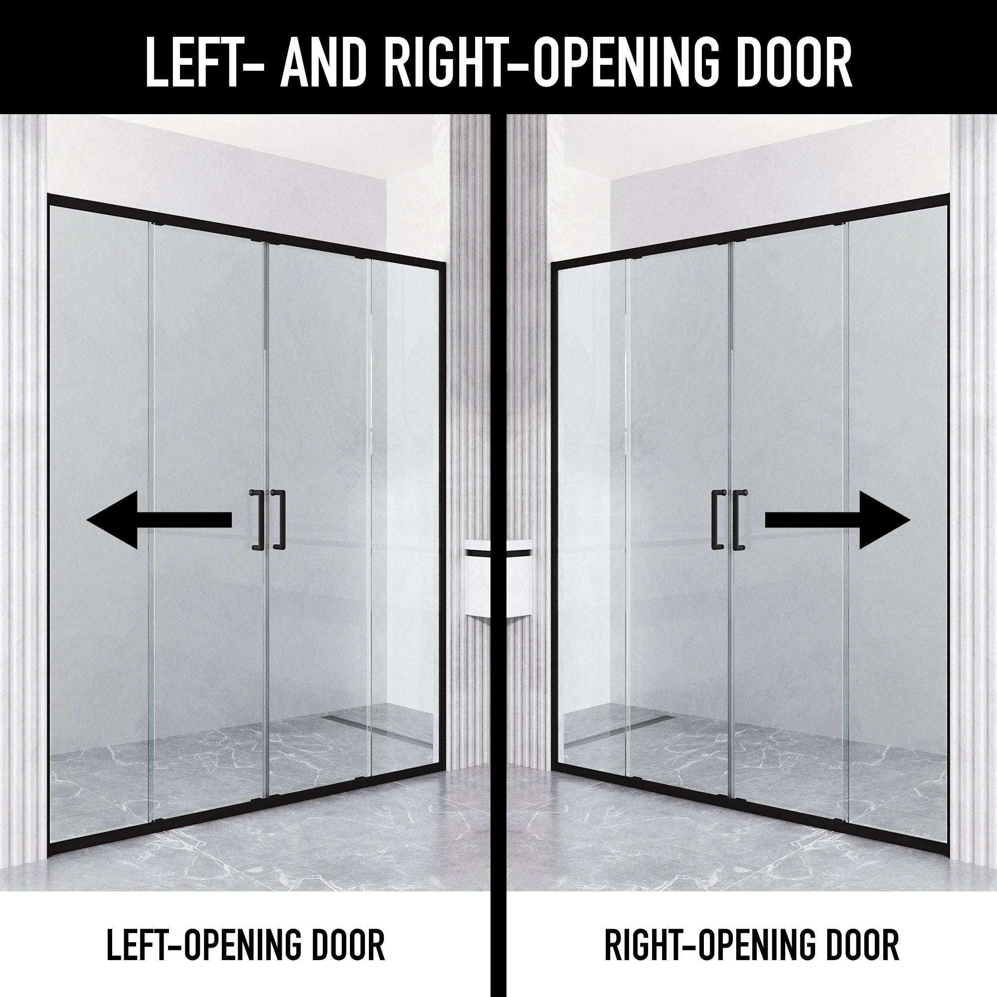 Paloma Center Opening Double Sliding Doors with Two Fixed Panels