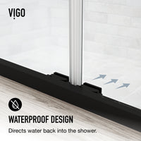 Paloma 56 to 60 in. W x 74 in. H Semi-Frameless Double-Sliding Shower Door and Elan 24 in. Linear Shower Drain in Matte Black