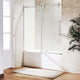 Chrome finish sliding shower door with bar handle and roller disk technology