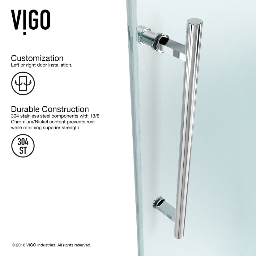 Elan 56-60 in. W x 66 in. H Frameless Sliding Tub Door in Chrome with 3/8 in. (10mm) Clear Glass and Satro 3-Piece Bath Hardware Set