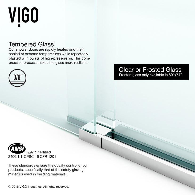 Elan 56-60 in. W x 66 in. H Frameless Sliding Tub Door in Chrome with 3/8 in. (10mm) Clear Glass and Satro 3-Piece Bath Hardware Set