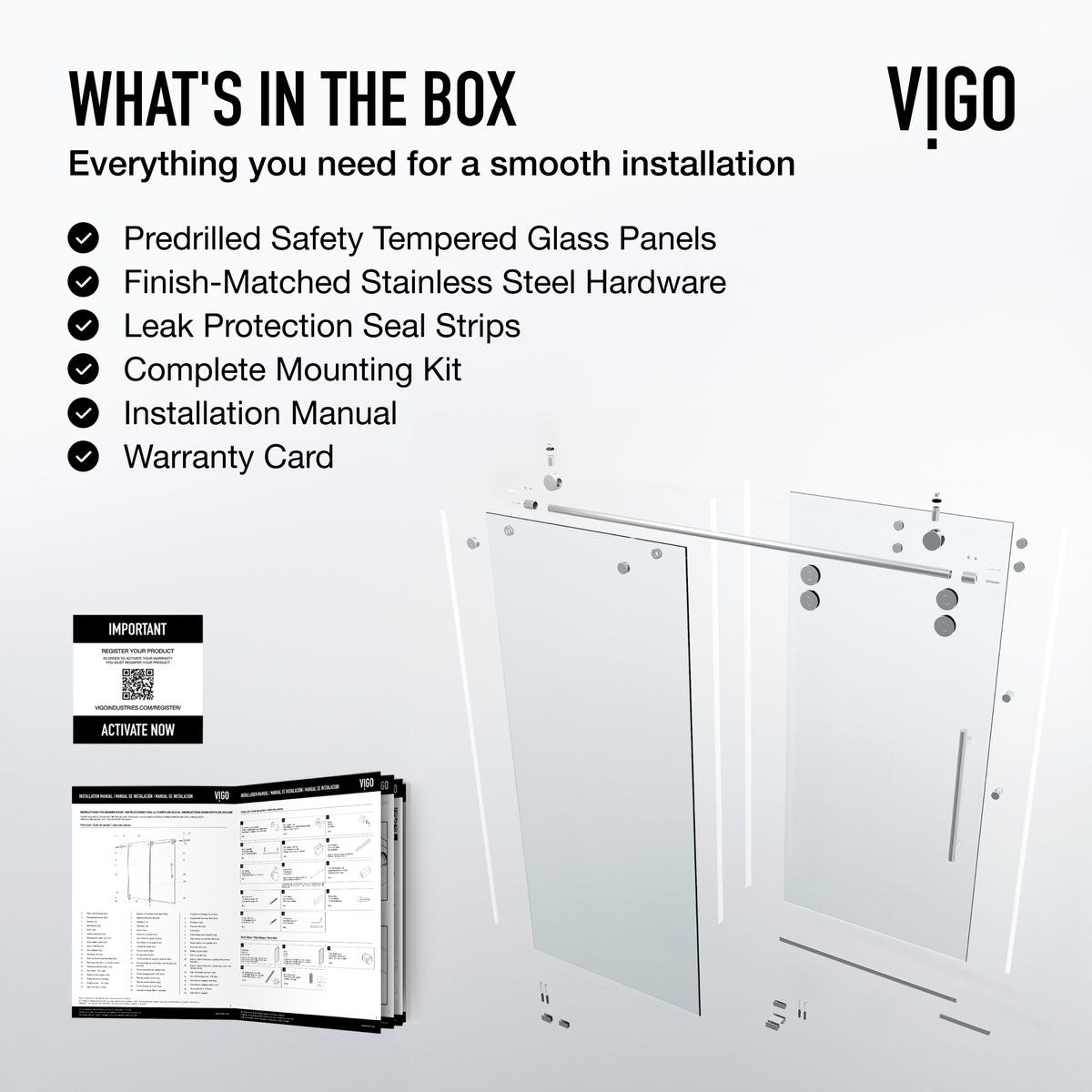 Elan 56-60 in. W x 66 in. H Frameless Sliding Tub Door in Chrome with 3/8 in. (10mm) Clear Glass and Meridian 4-Piece Bath Hardware Set