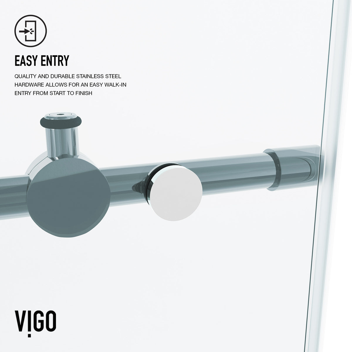 Elan 56 to 60 in. W X 74 in. H Frameless Sliding Shower Door 3/8" Clear Glass in Chrome with Elan 4 in. Square Shower Drain in Chrome