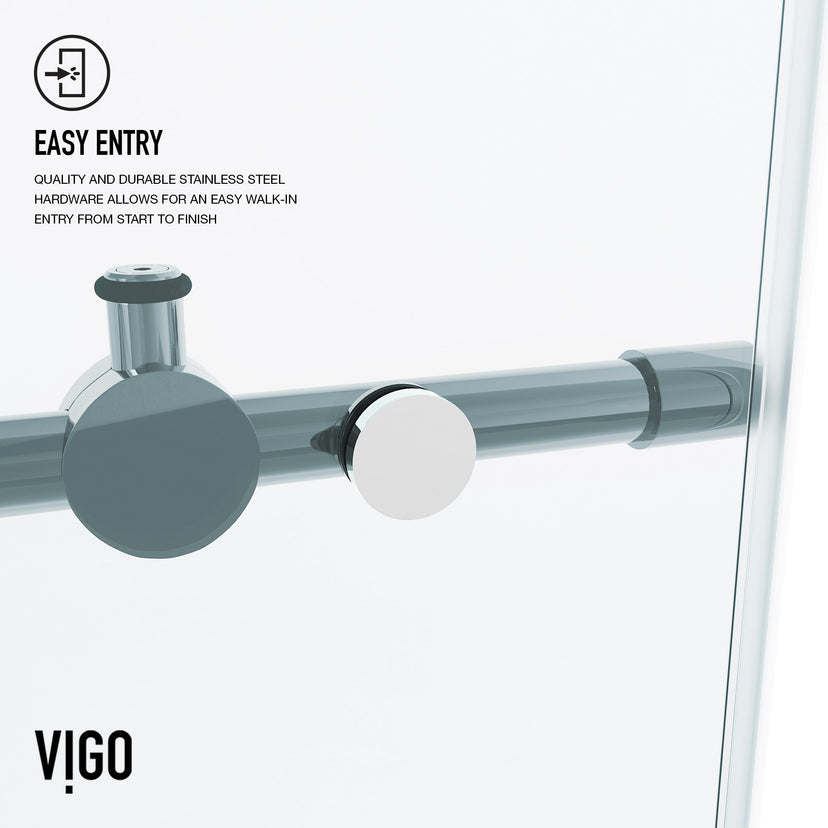 Elan 56 to 60 in. W X 74 in. H Frameless Sliding Shower Door 3/8" Clear Glass in Chrome with Elan 4 in. Square Shower Drain in Chrome