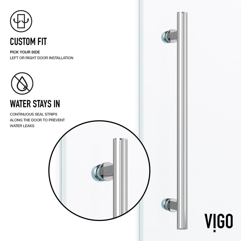 Elan 56 to 60 in. W X 74 in. H Frameless Sliding Shower Door 3/8" Clear Glass in Chrome with Elan 4 in. Square Shower Drain in Chrome