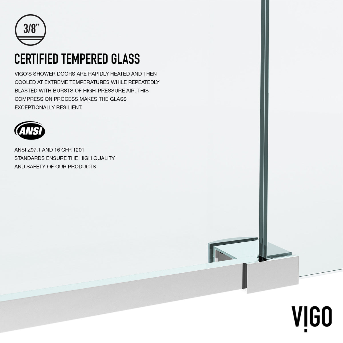 Elan 56 to 60 in. W X 74 in. H Frameless Sliding Shower Door 3/8" Clear Glass in Chrome with Elan 4 in. Square Shower Drain in Chrome