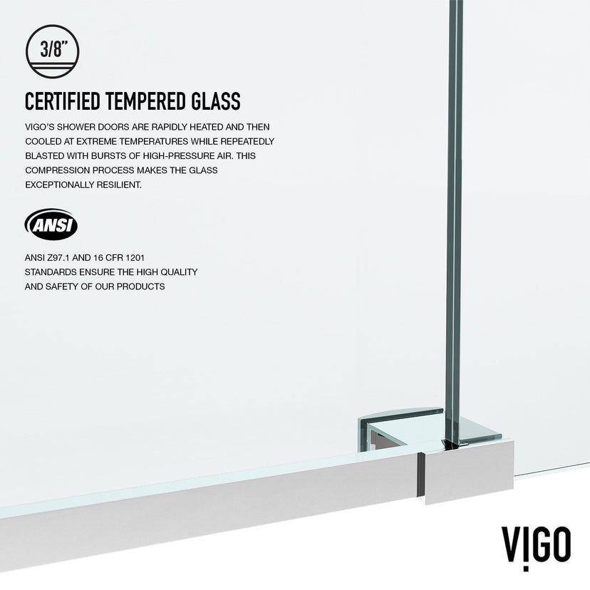 Elan 56 to 60 in. W x 74 in. H Frameless Sliding Shower Door and Satro 3-Piece Bath Hardware Set in Chrome