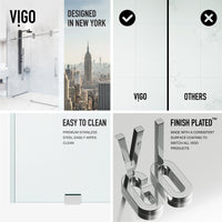 Elan 64 to 68 in. W x 74 in. H Frameless Sliding Shower Door and Satro 3-Piece Bath Hardware Set in Chrome