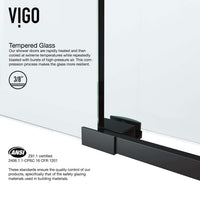 Adjustable 48-52 in. sliding shower door with exposed rollers and matte black finish