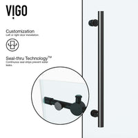 Matte black finish frameless shower door with adjustable width 48-52 in. and exposed rollers