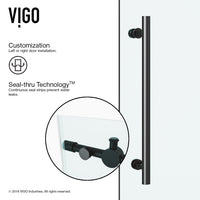 Elan 56 to 60 in. W x 66 in. H Frameless Sliding Tub Door and Meridian 4-Piece Bath Hardware Set in Matte Black