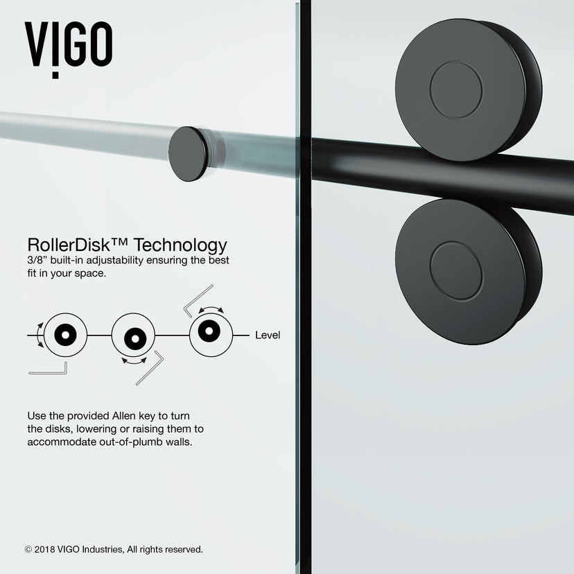 Elan 56-60 in. W x 66 in. H Frameless Sliding Tub Door in Matte Black with 3/8 in. (10mm) Clear Glass and Cass 4-Piece Bath Hardware Set