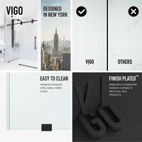 Elan 56 to 60 in. W X 74 in. H Frameless Sliding Shower Door 3/8" Clear Glass in Matte Black with Elan 4 in. Square Shower Drain in Matte Black