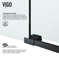 Elan 56 to 60 in. W X 74 in. H Frameless Sliding Shower Door 3/8" Clear Glass in Matte Black with Elan 4 in. Square Shower Drain in Matte Black