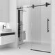 Matte black frameless sliding shower door with clear tempered glass, 56 to 60 in. width