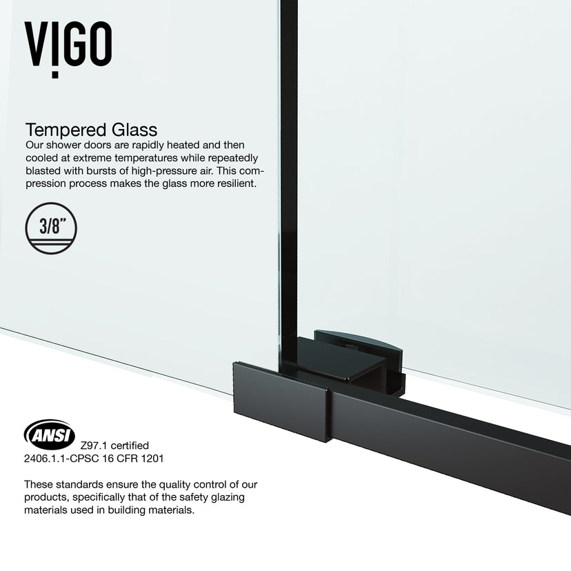 Elan 56 to 60 in. W x 74 in. H Frameless Sliding Shower Door and Elan 24 in. Linear Shower Drain in Matte Black
