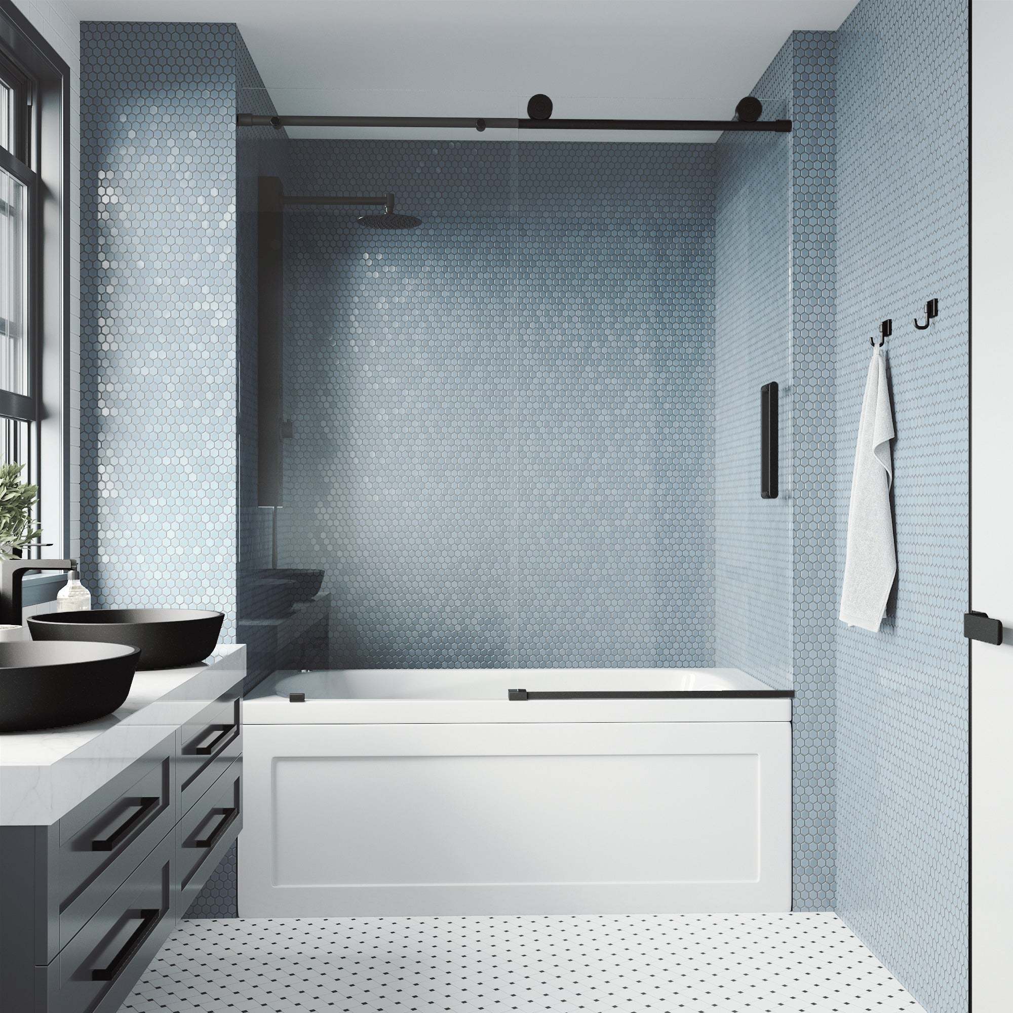 Elan Adjustable Frameless Sliding Tub Door – VIGO