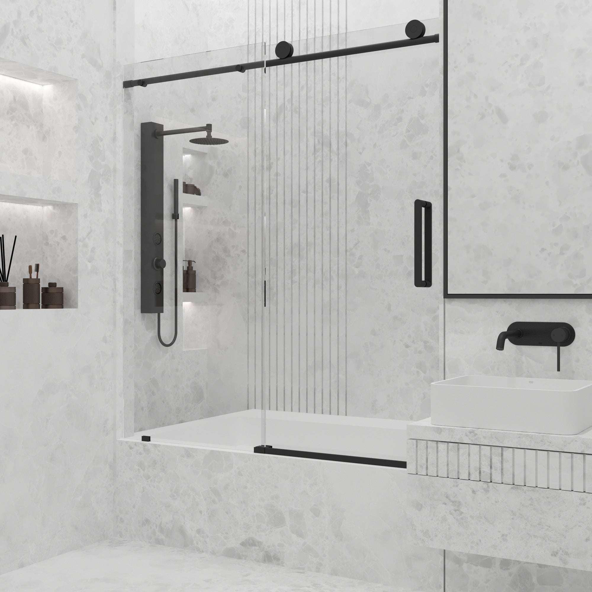 Elan Adjustable Frameless Sliding Tub Door – VIGO