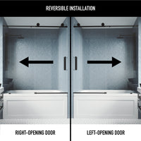 Elan Frameless Adjustable Sliding Tub Door with Cass 4-Piece Bath Hardware Set