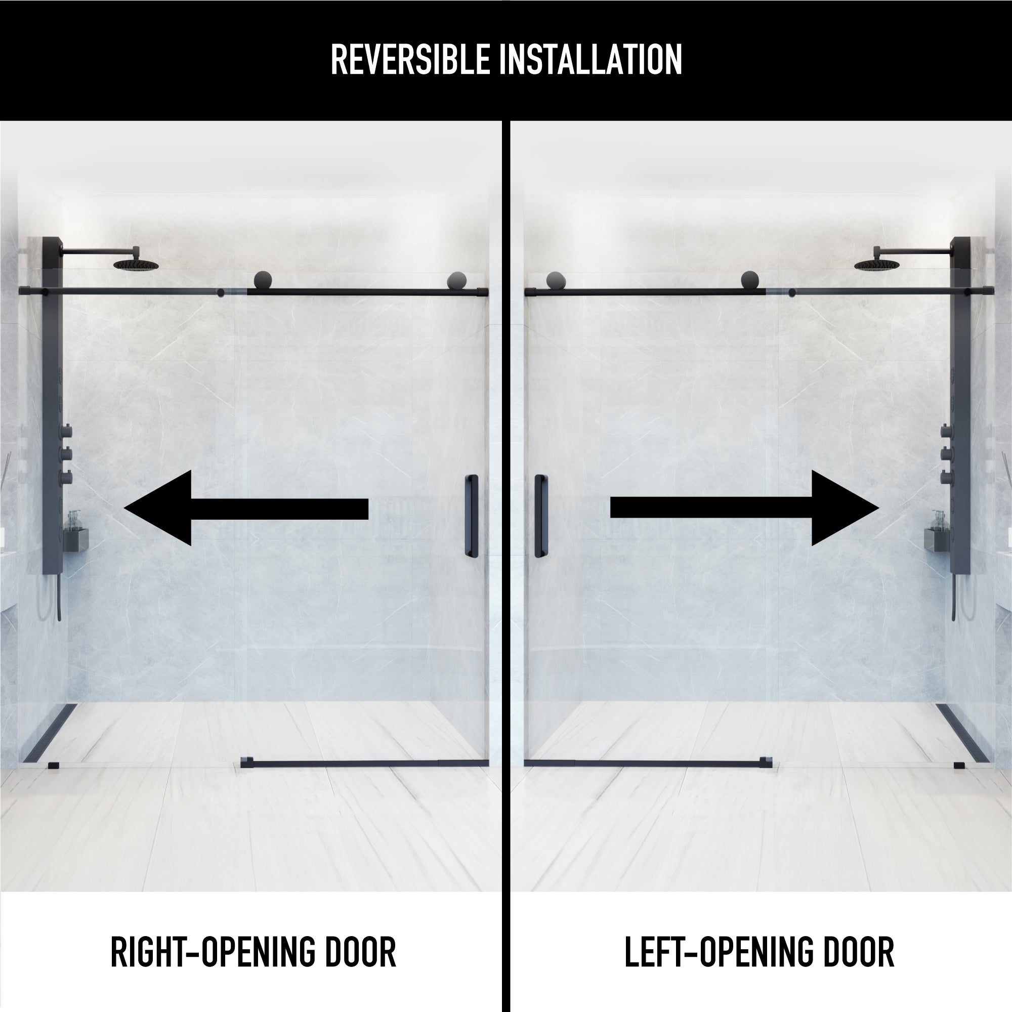 Elan – 56 to 60 in. W X 76 in. H Frameless Sliding Shower Door
