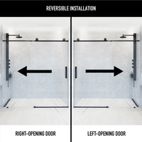 Elan Frameless Sliding Shower Door in Matte Black with Elan 24 in. Linear Shower Drain