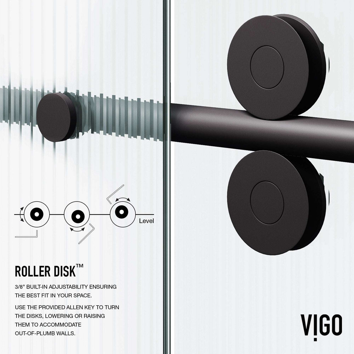 Left installation fluted glass shower door with matte black frame