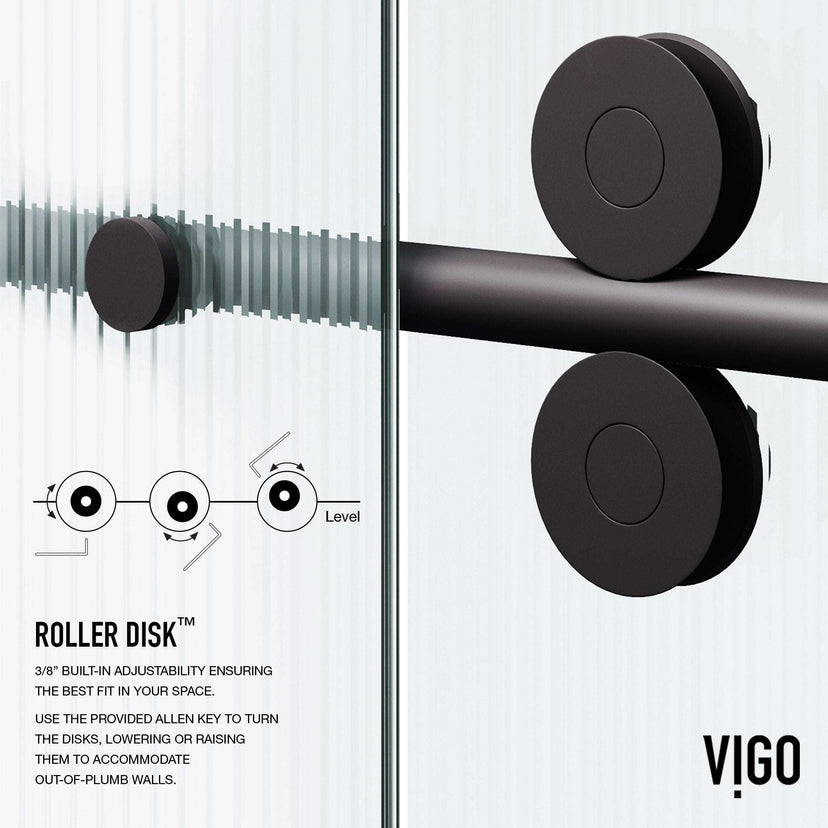 Left installation fluted glass shower door with matte black frame