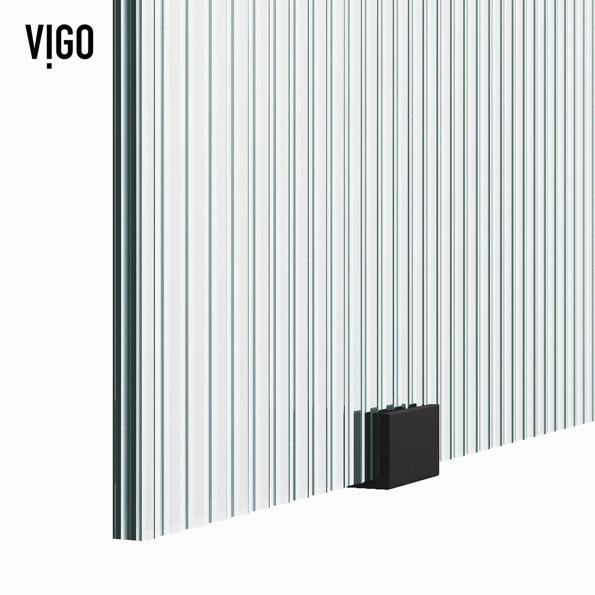 Adjustable 56-60 inch frameless door with fluted glass and bar handle