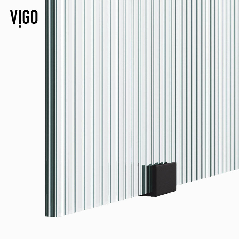 Adjustable 56-60 inch frameless door with fluted glass and bar handle