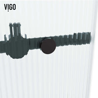 Frameless shower door with left handle and fluted tempered glass