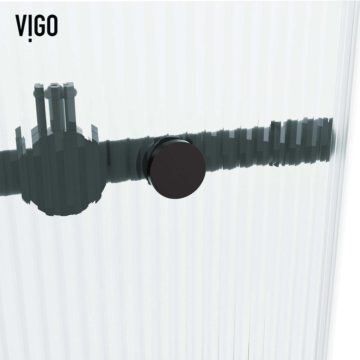 Frameless shower door with left handle and fluted tempered glass