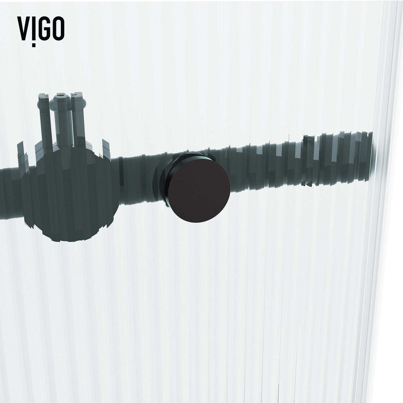 Frameless shower door with left handle and fluted tempered glass
