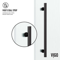 Sliding tub door with fluted glass and matte black frame finish